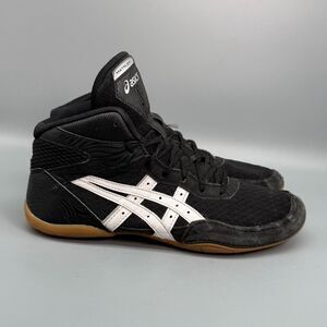 ASICS Matflex 7 Men's 9 Black White Lace-Up Athletic Wrestling Shoes Mid Top